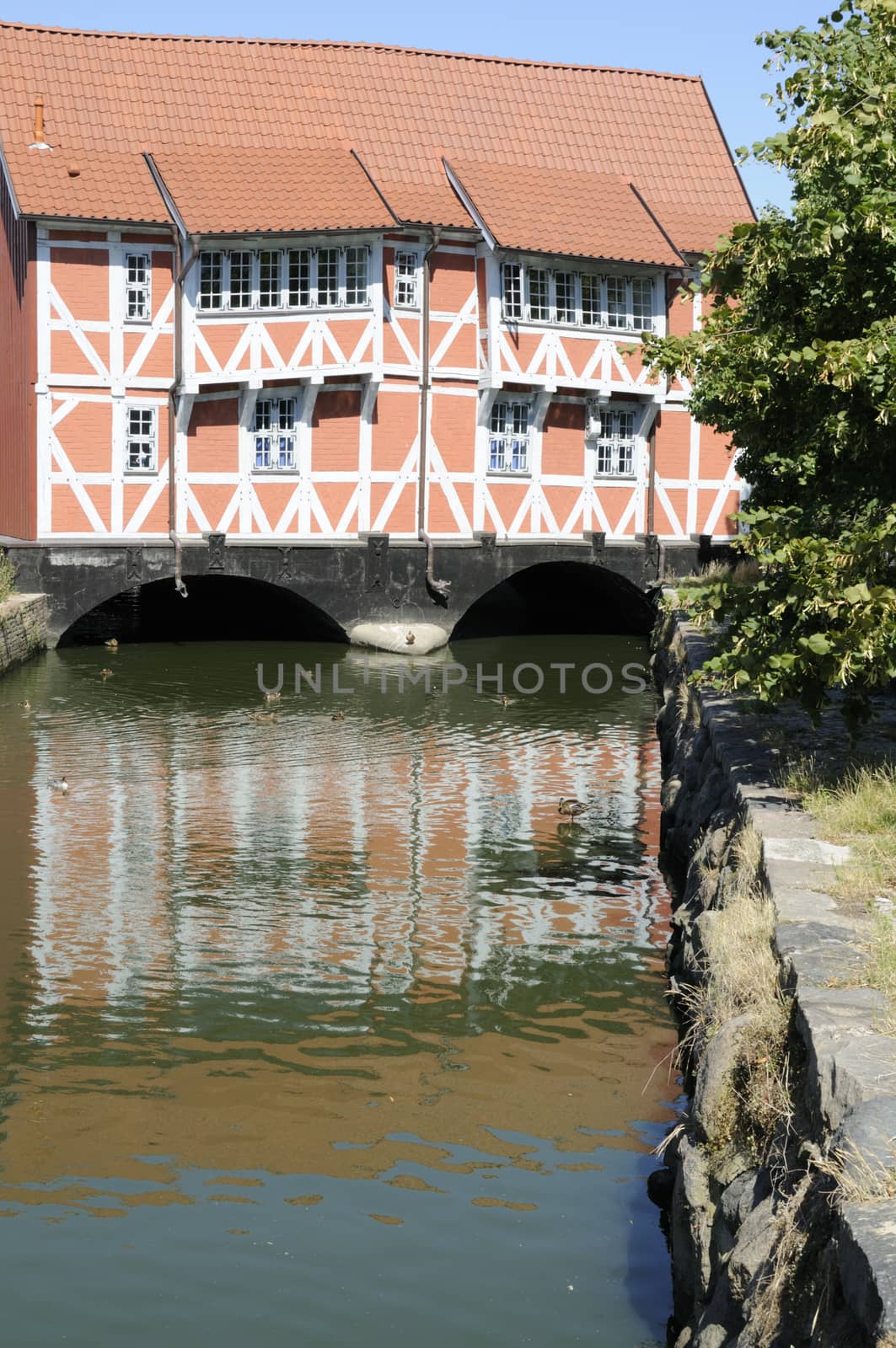 Half-timbered house called Gewoelbe, Wismar, Germany.