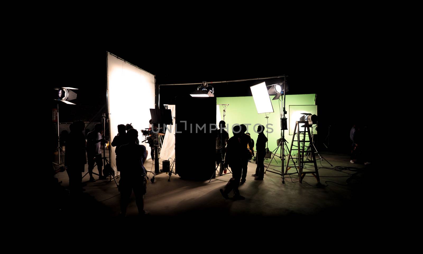 Silhouette images of video production behind the scenes by gnepphoto