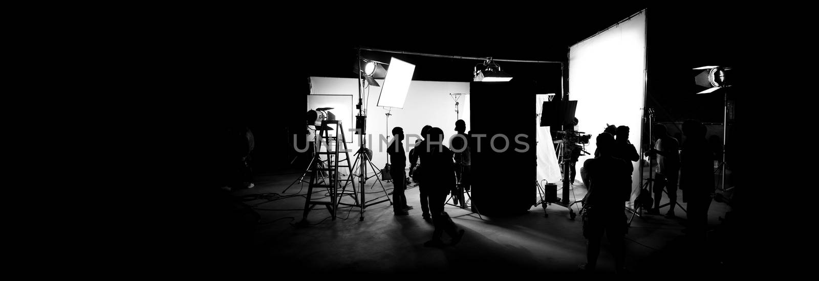 Silhouette images of video production behind the scenes by gnepphoto