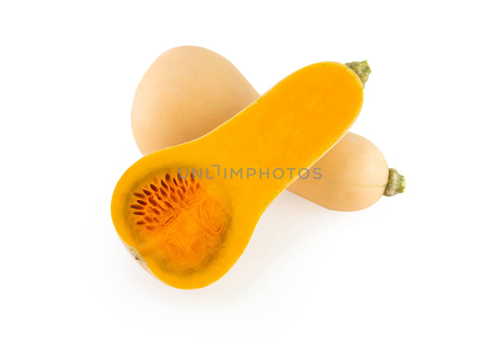 Butternut squash with sliced isolated on white background, food  by pt.pongsak@gmail.com
