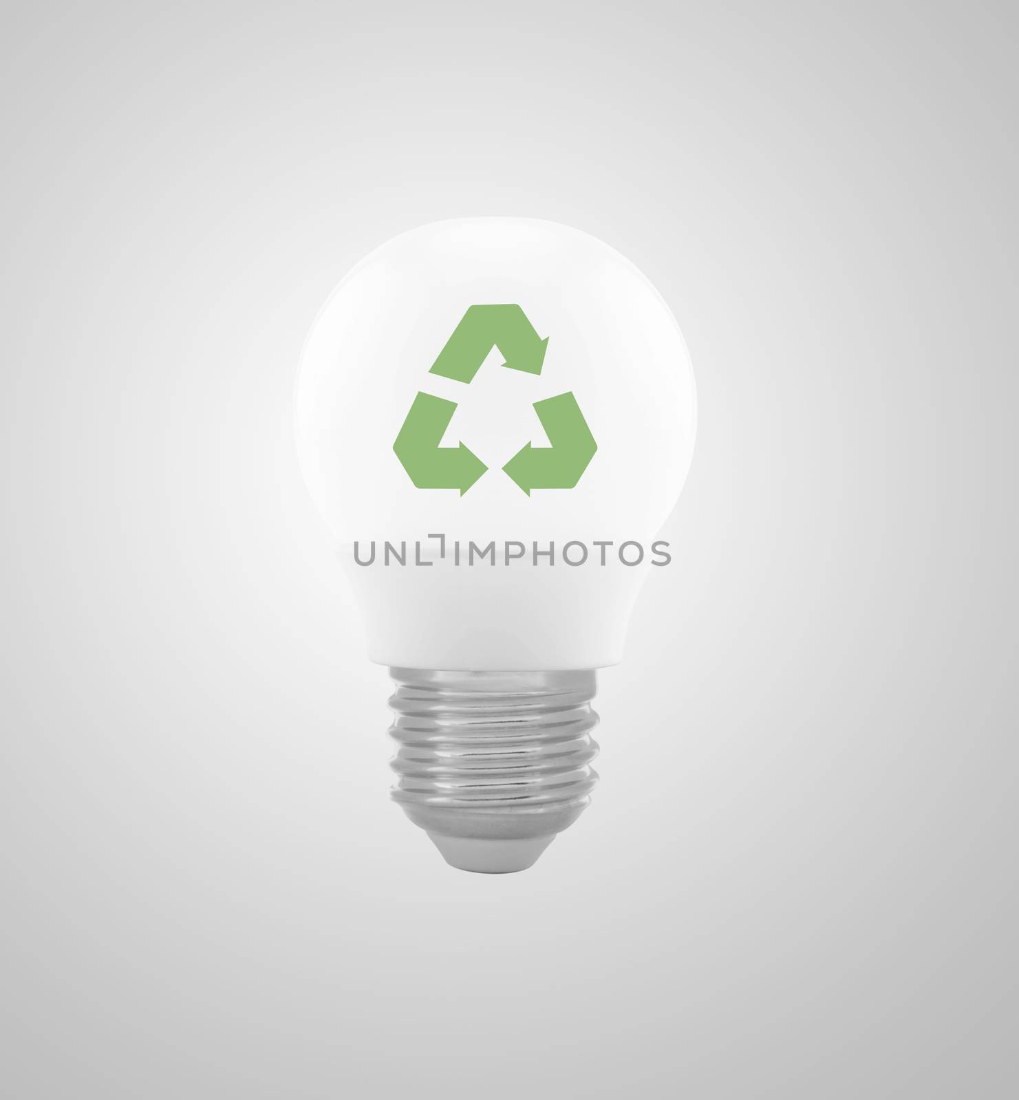 light bulb with recycle symbol isolated on white background - sa by nnudoo