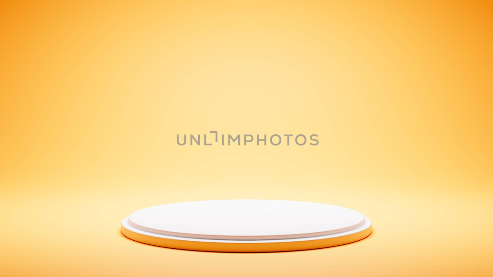 Empty White Platform on Yellow Studio Background 3D Render