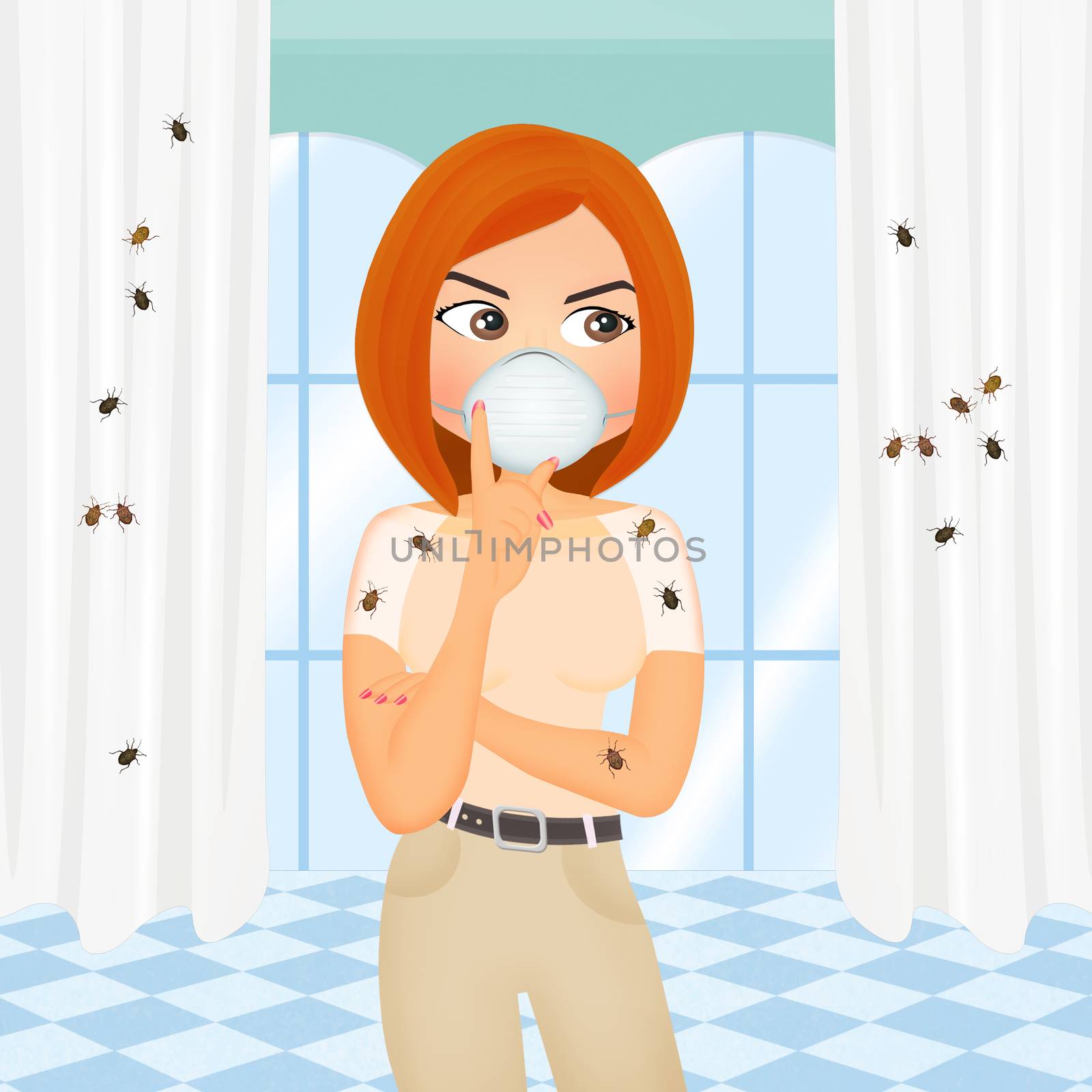 illustration of invasion of bedbugs