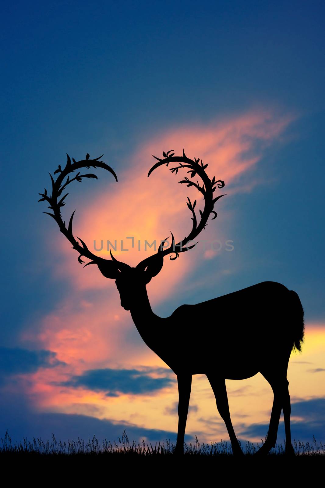 deer with horns a heart shape by adrenalina