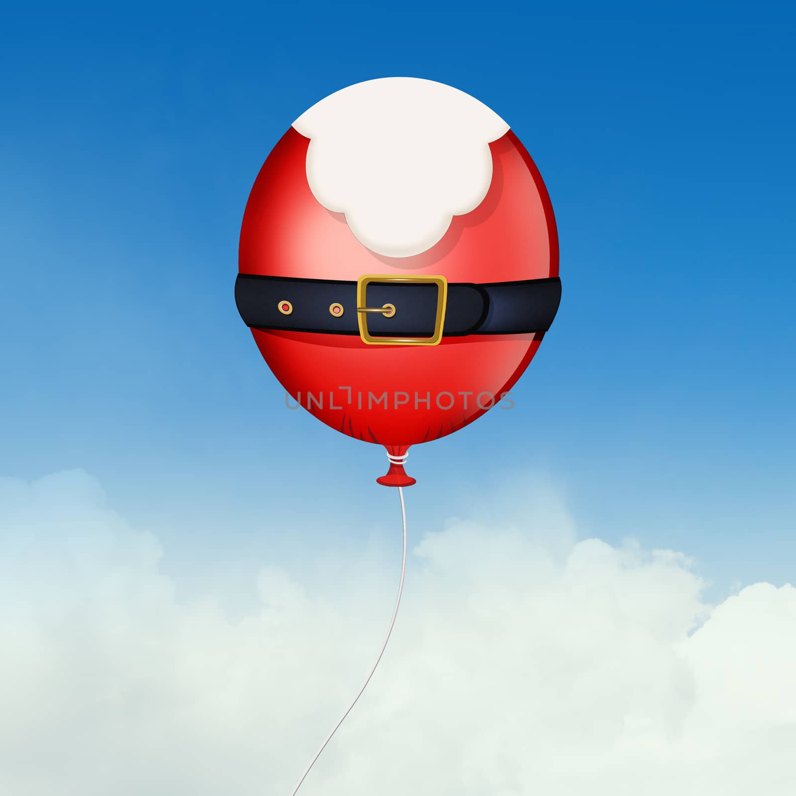 funny illustration of Santa Claus balloon