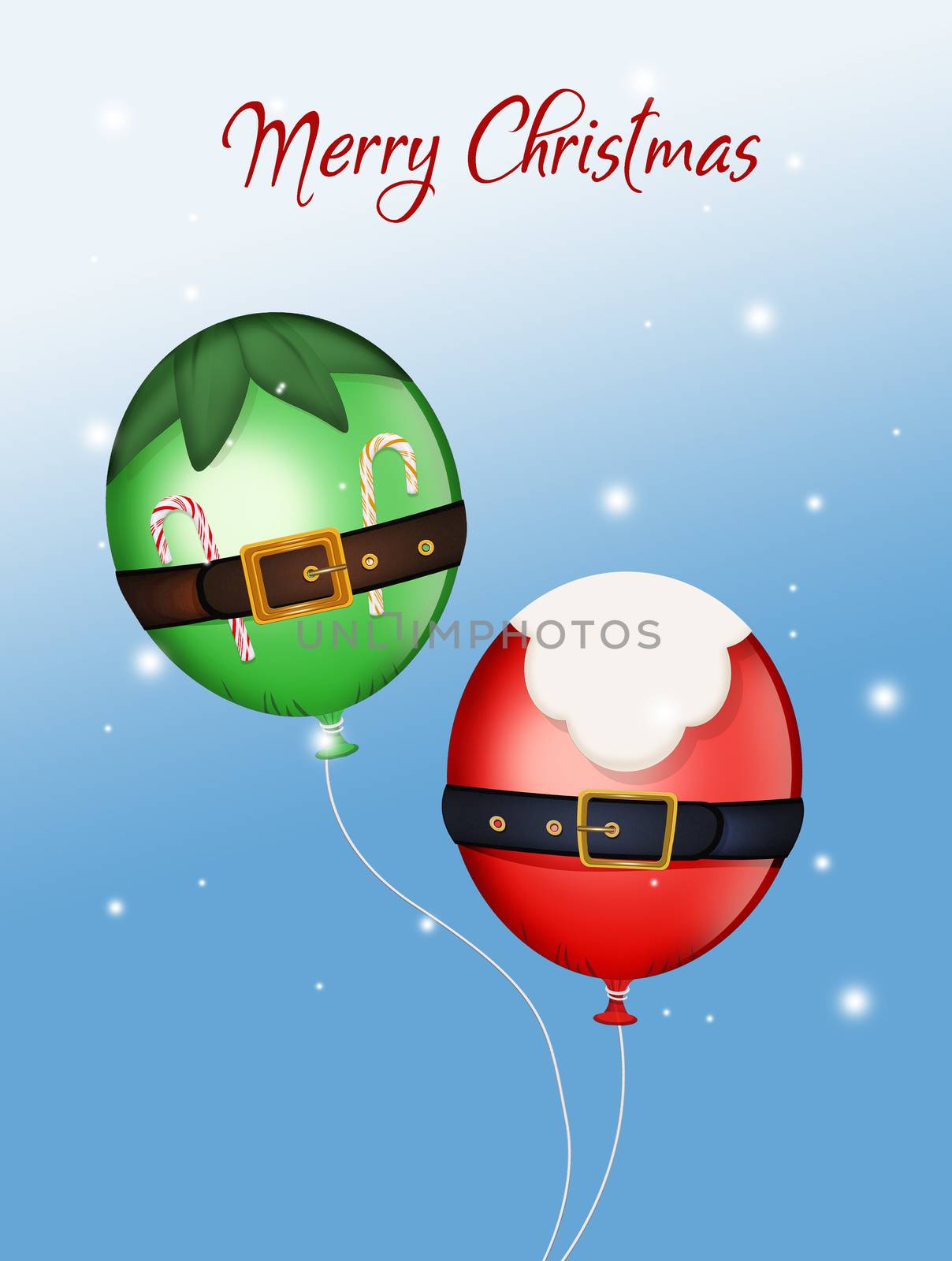 balloons of Santa Claus and elf by adrenalina