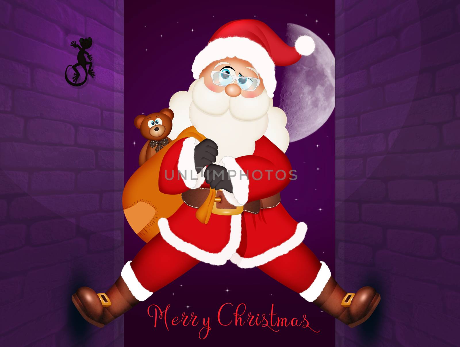 Santa Claus climbing on the homes wall by adrenalina