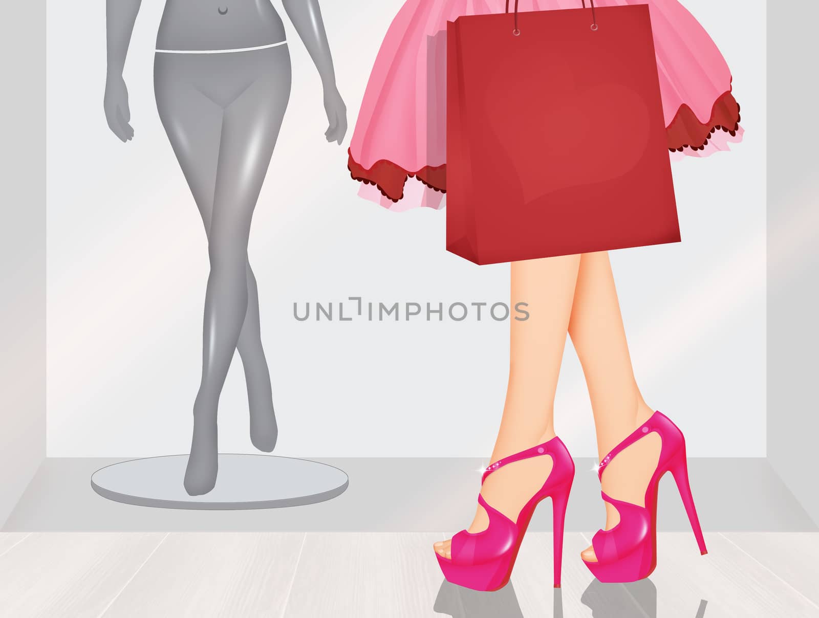 illustration of women love shopping