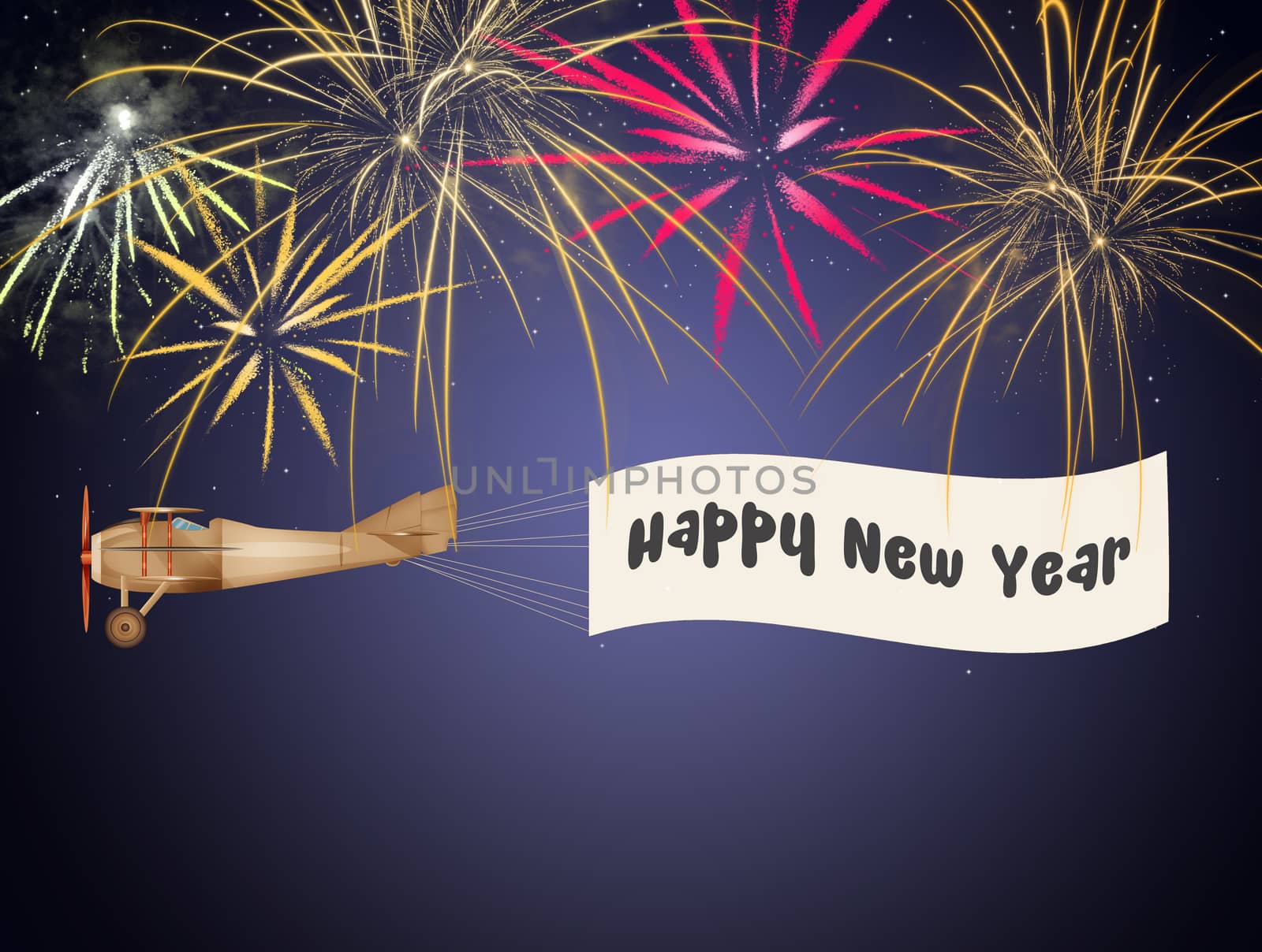 airplane with banner for the New Year by adrenalina