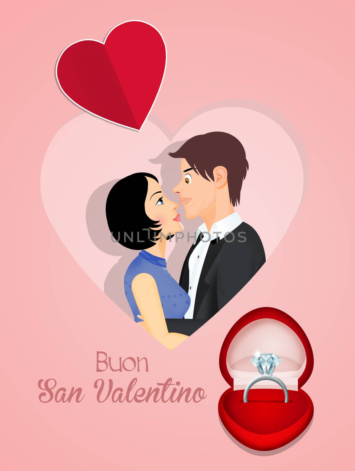 illustration of Valentines day postcard