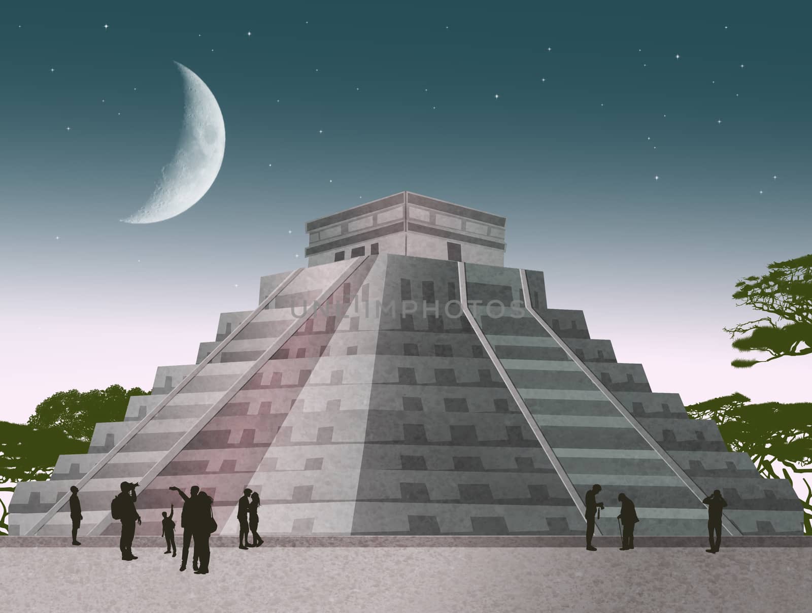illustration of the Mayan pyramid