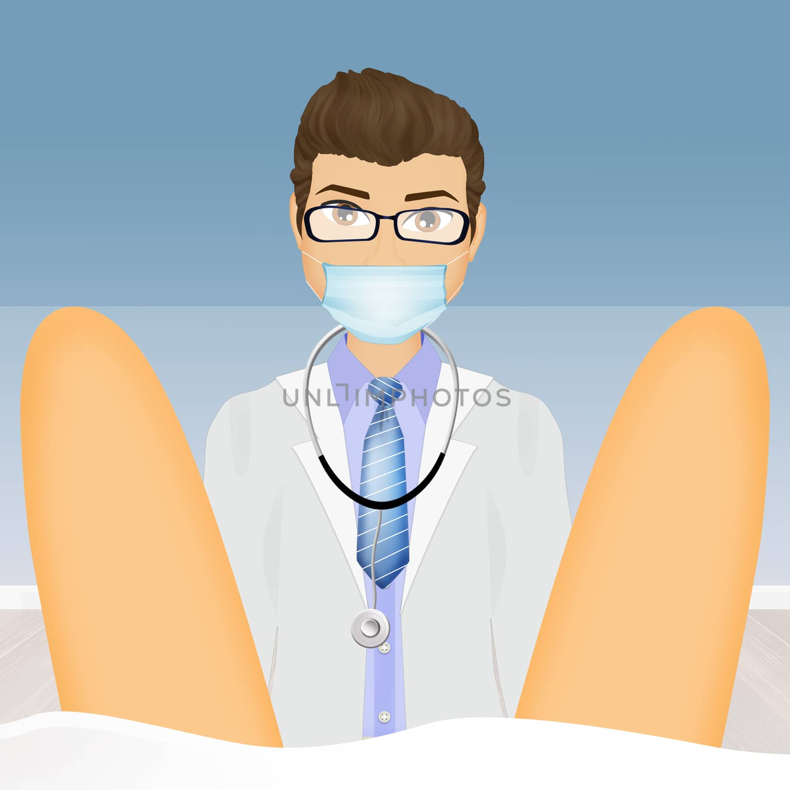 illustration of gynecological examination