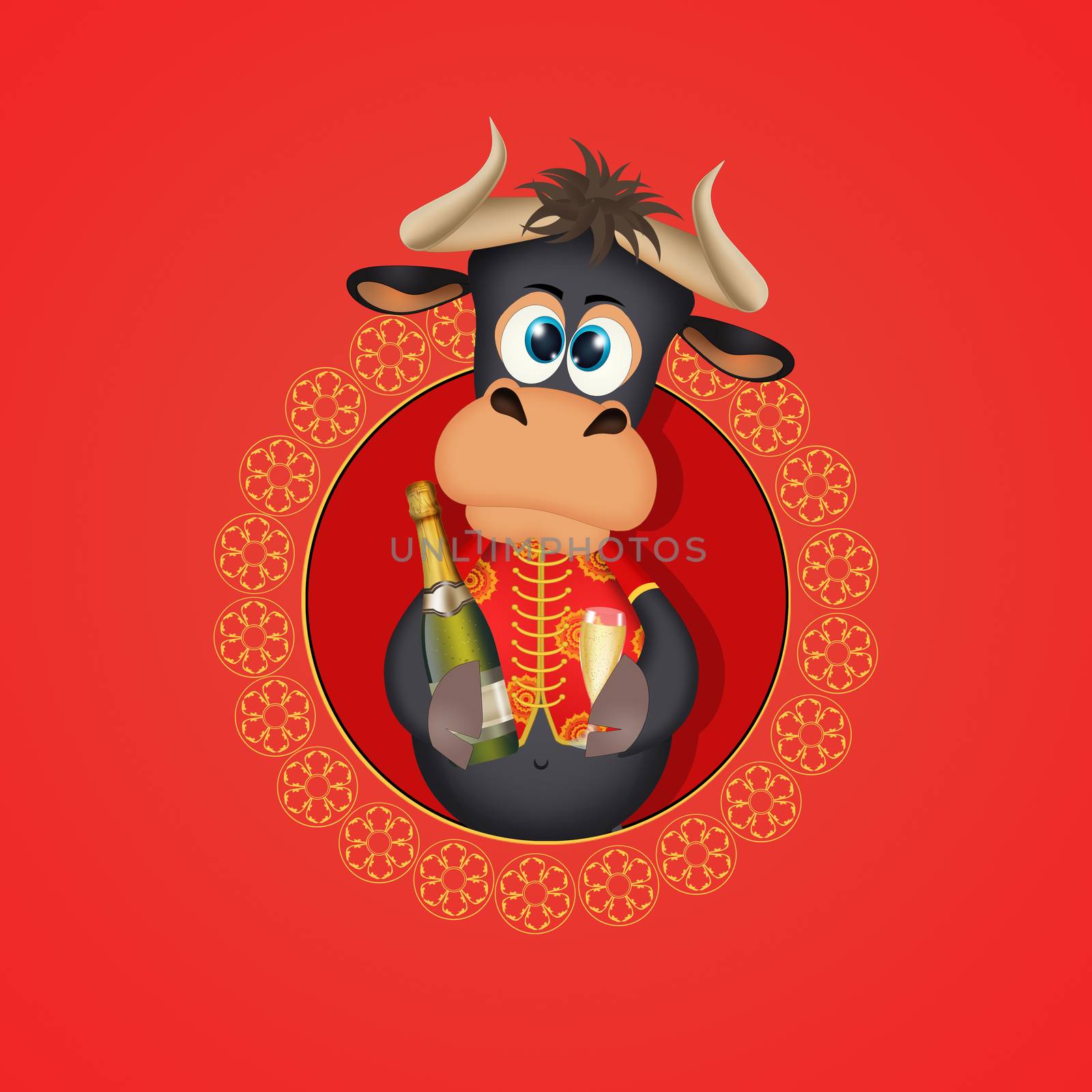 illustration of Chinese New Year, Year of the Ox