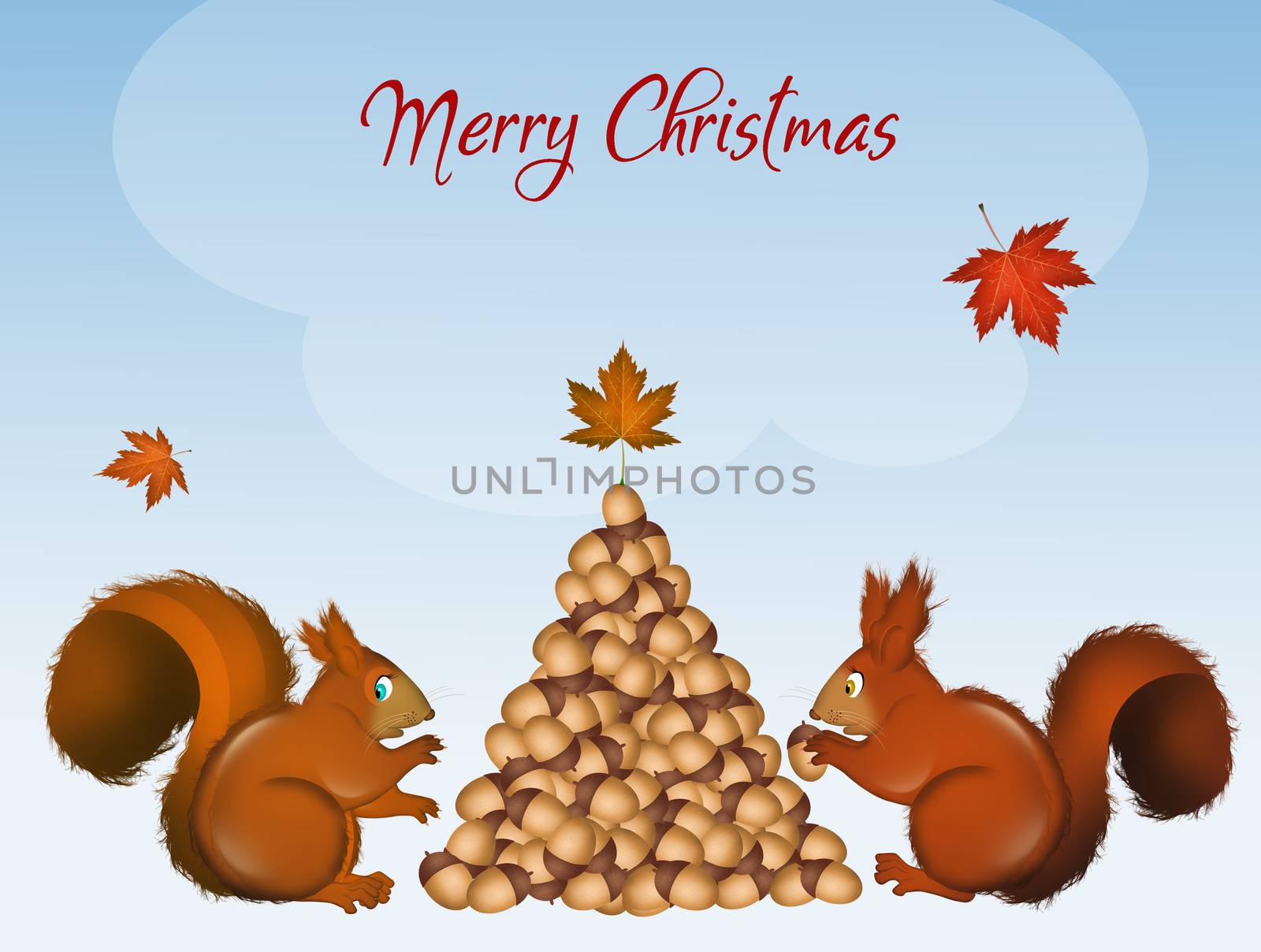 Christmas squirrels make tree with acorns by adrenalina