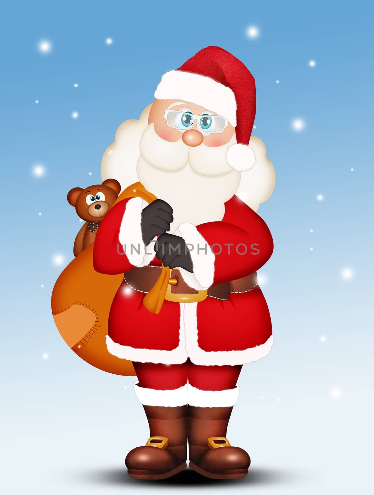 Santa Claus with sack of present by adrenalina