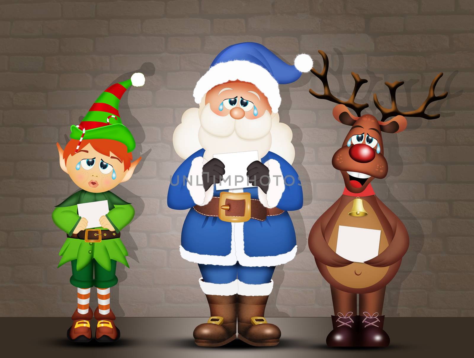illustration of Santa Claus and his friends arrested