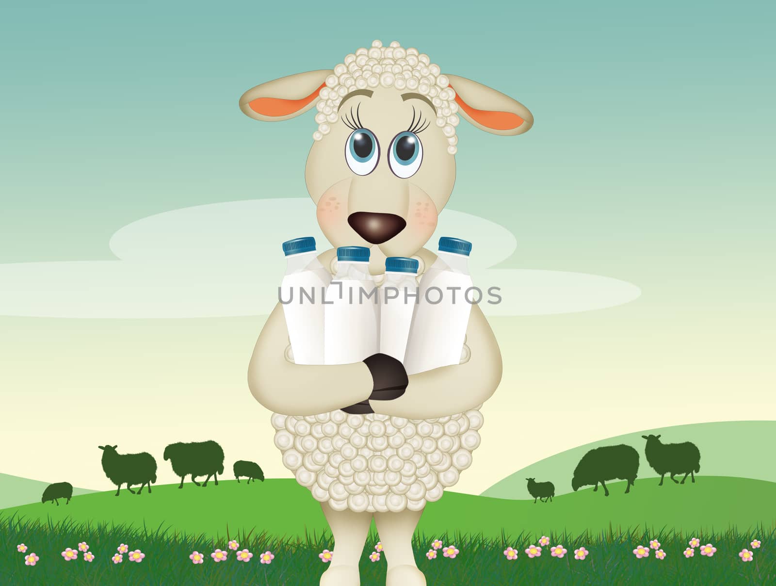illustration of sheep milk