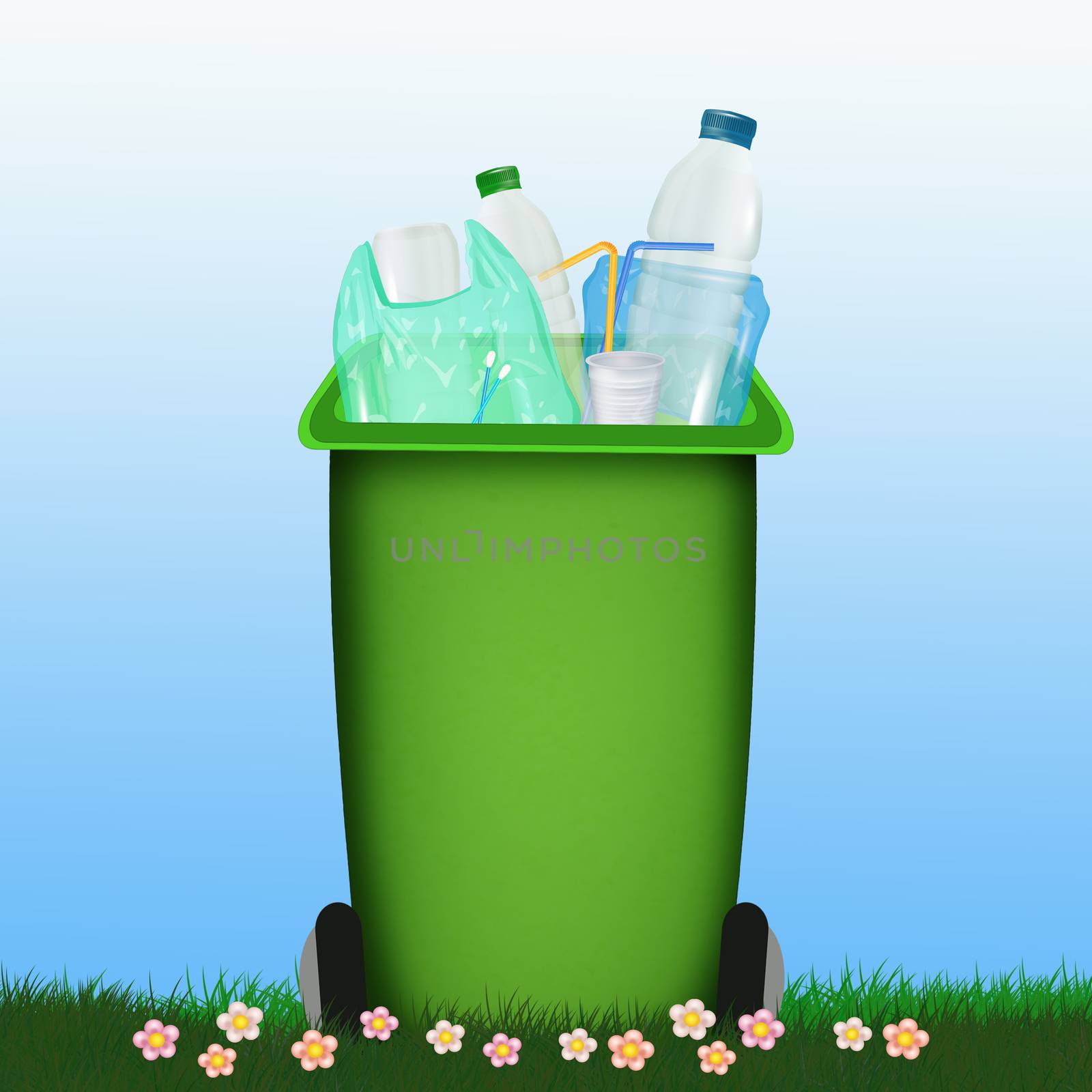 illustration of plastic waste bin