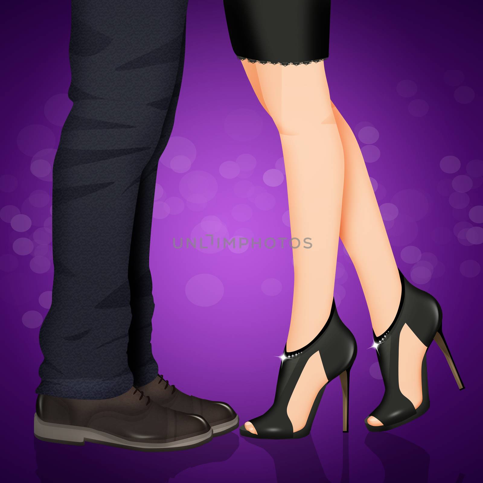 legs of man and woman with elegant shoes by adrenalina