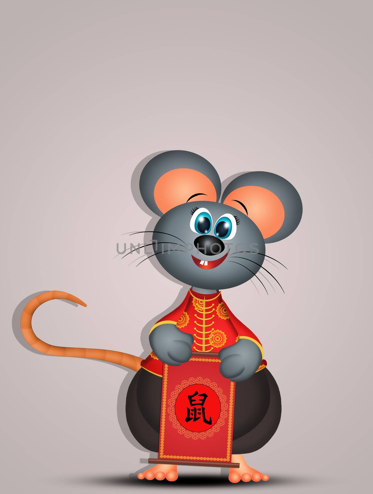 illustration of rat with Chinese calendar by adrenalina