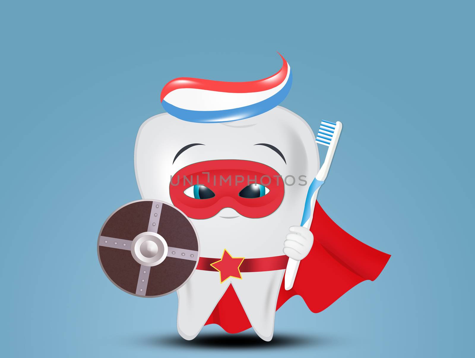 illustration of superhero tooth