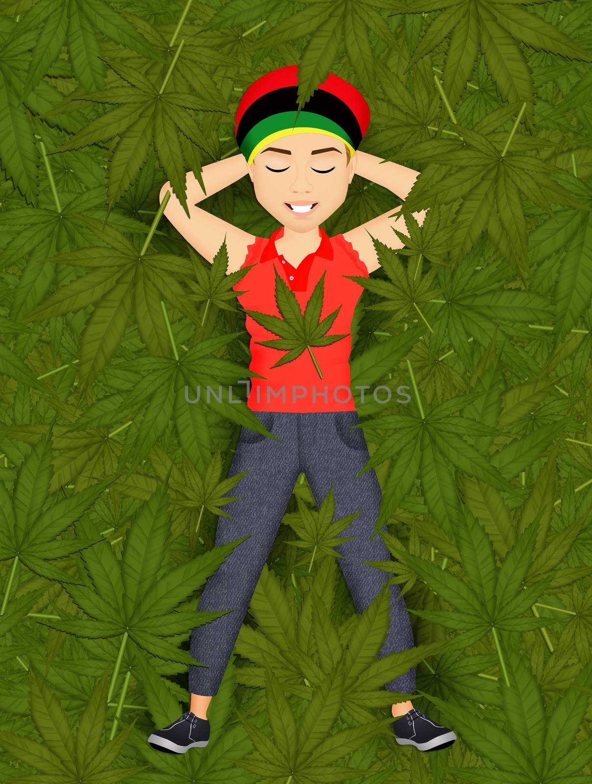 illustration of man cultivated marijuana