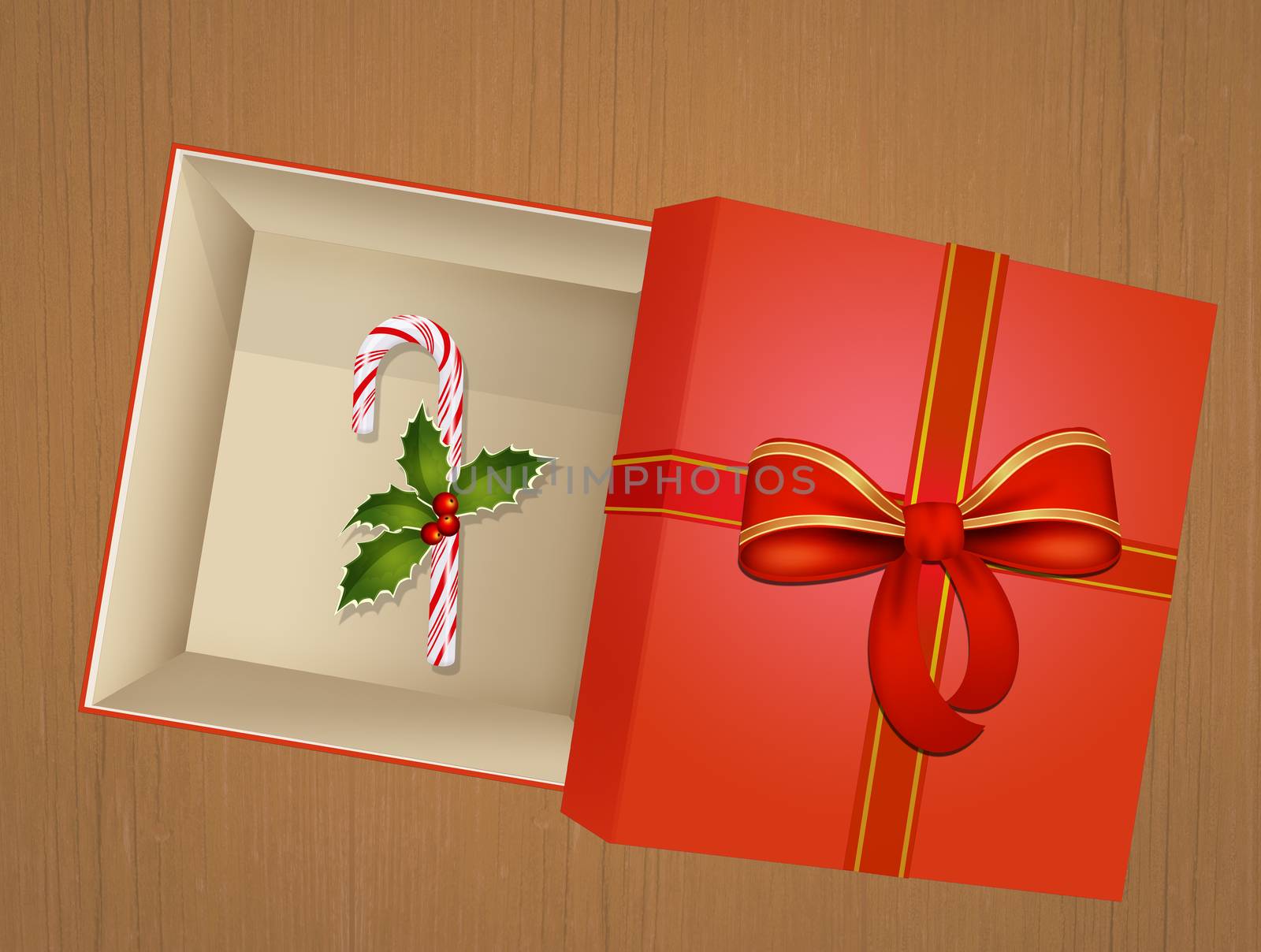 candy cane in Christmas box by adrenalina