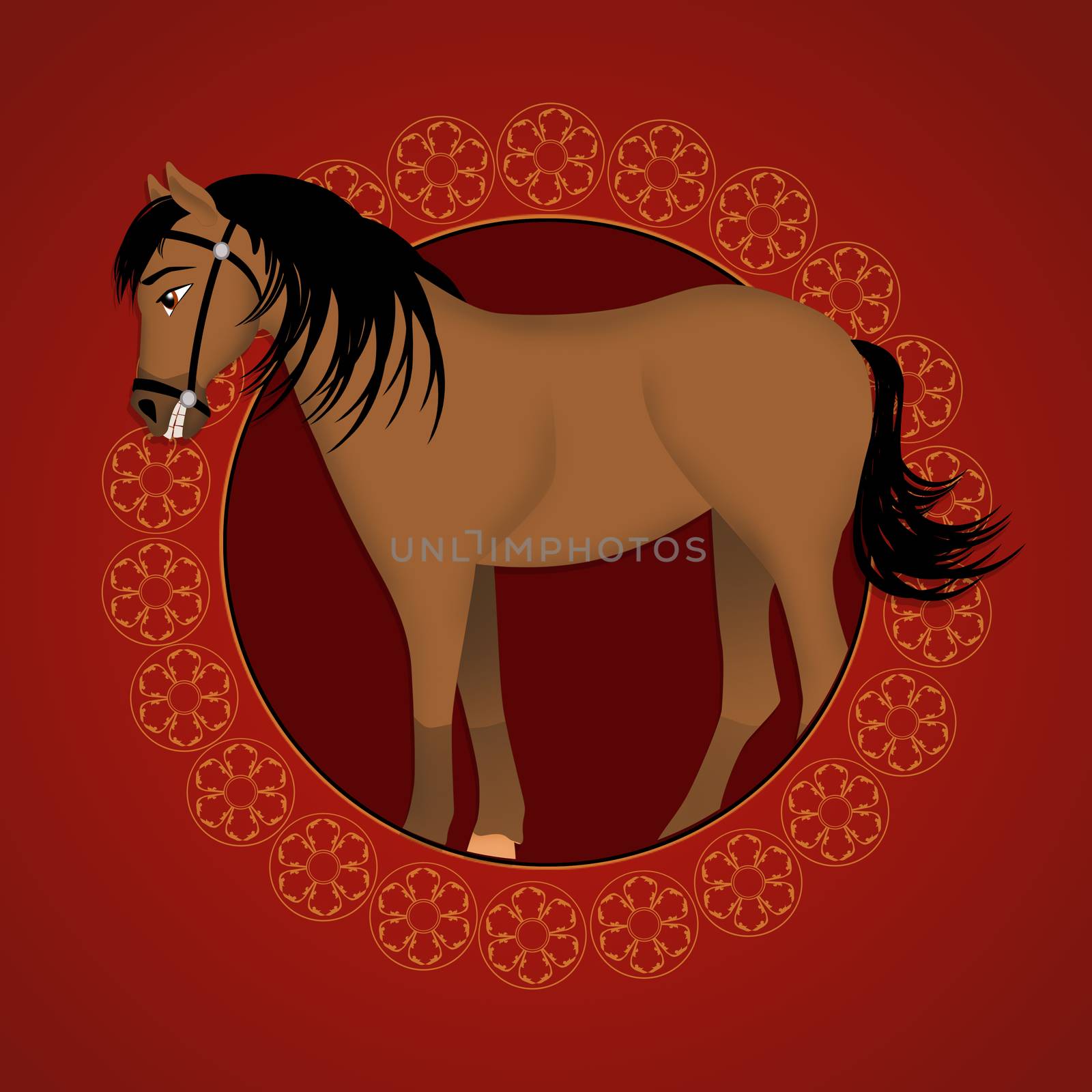 illustration of horse icon for horoscope Chinese