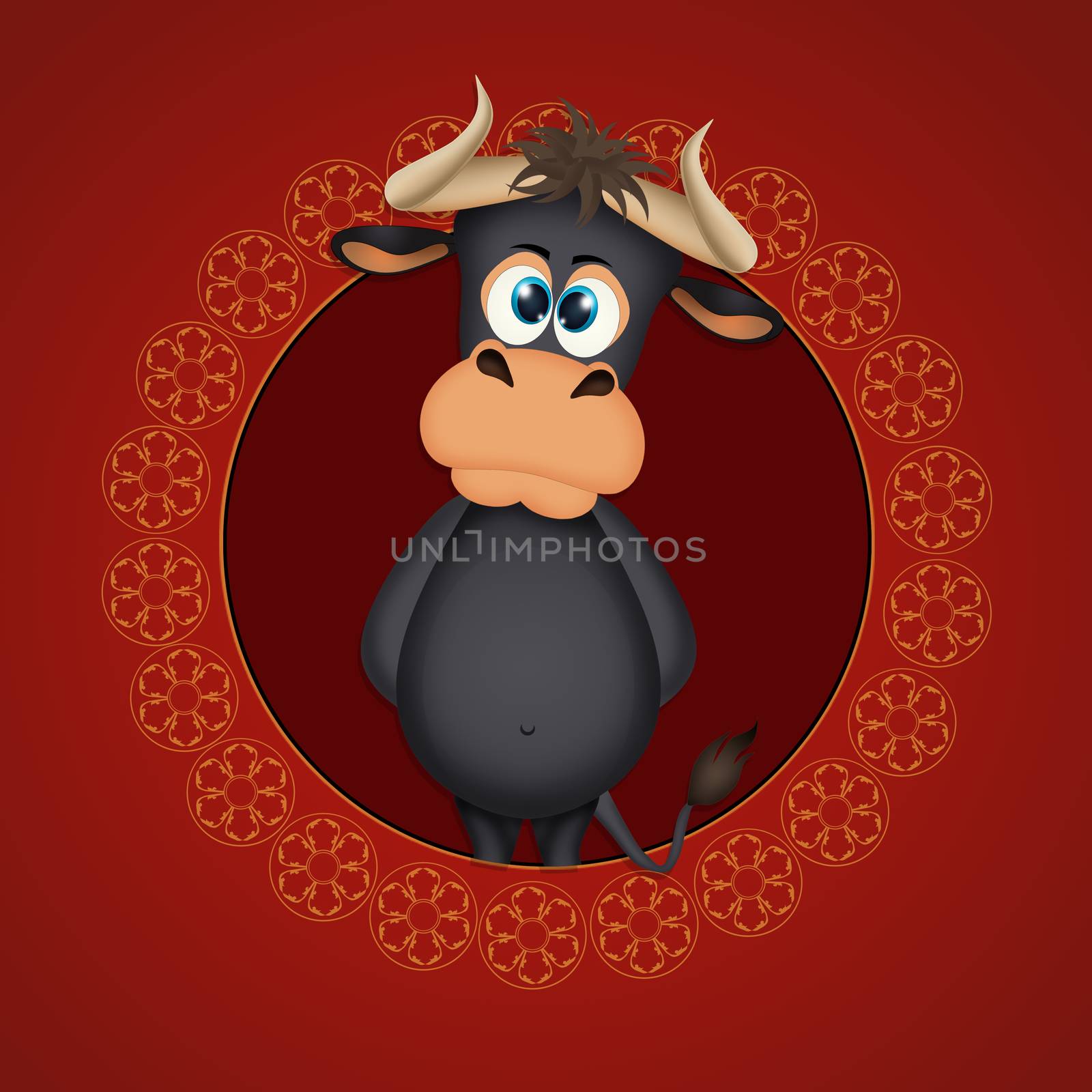 illustration of ox icon for horoscope Chinese