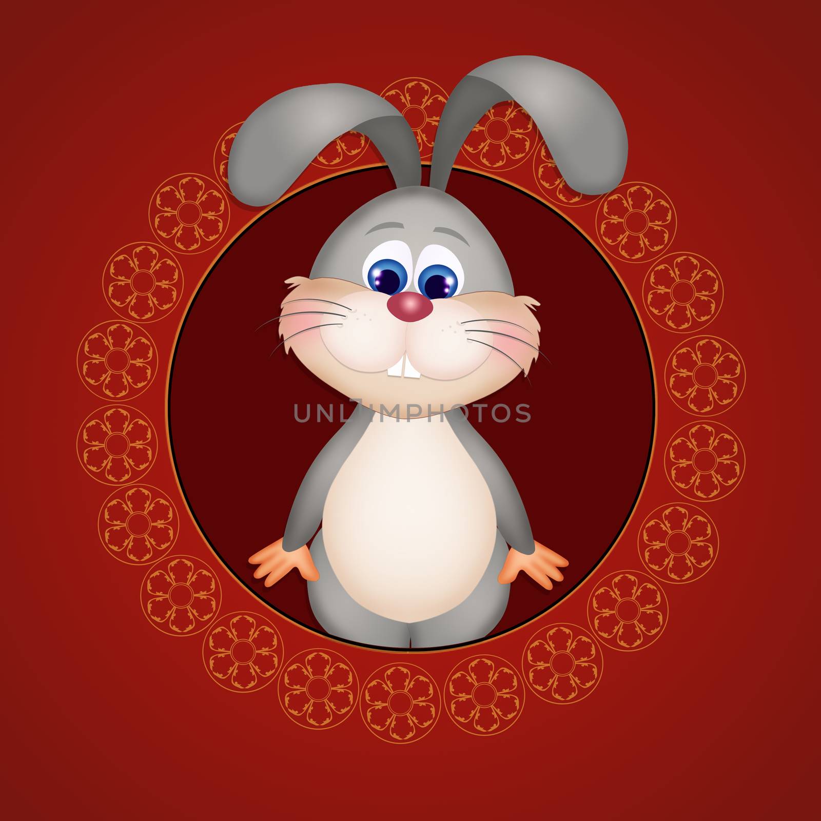 illustration of bunny icon for horoscope Chinese