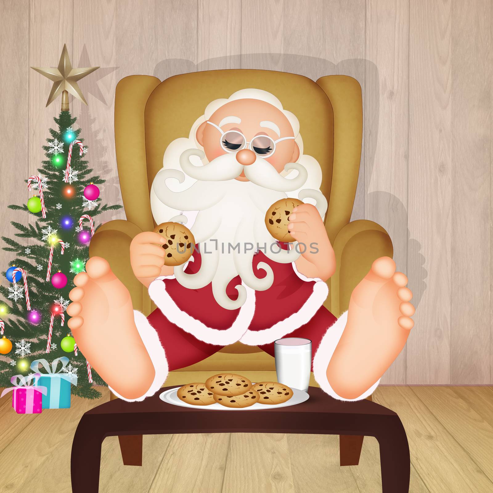 Santa Claus with milk and cookies