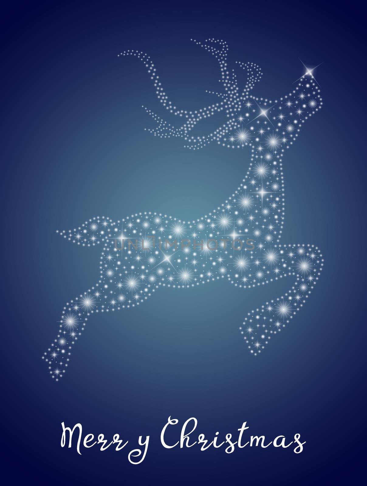 Christmas card with bright reindeer by adrenalina