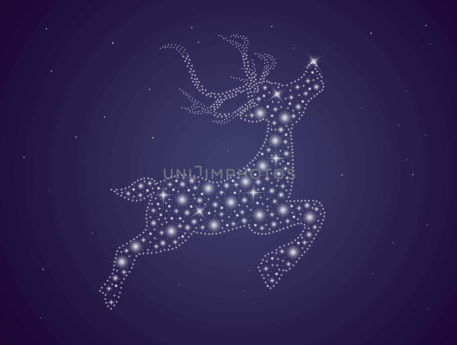 illustration of Christmas card with bright reindeer