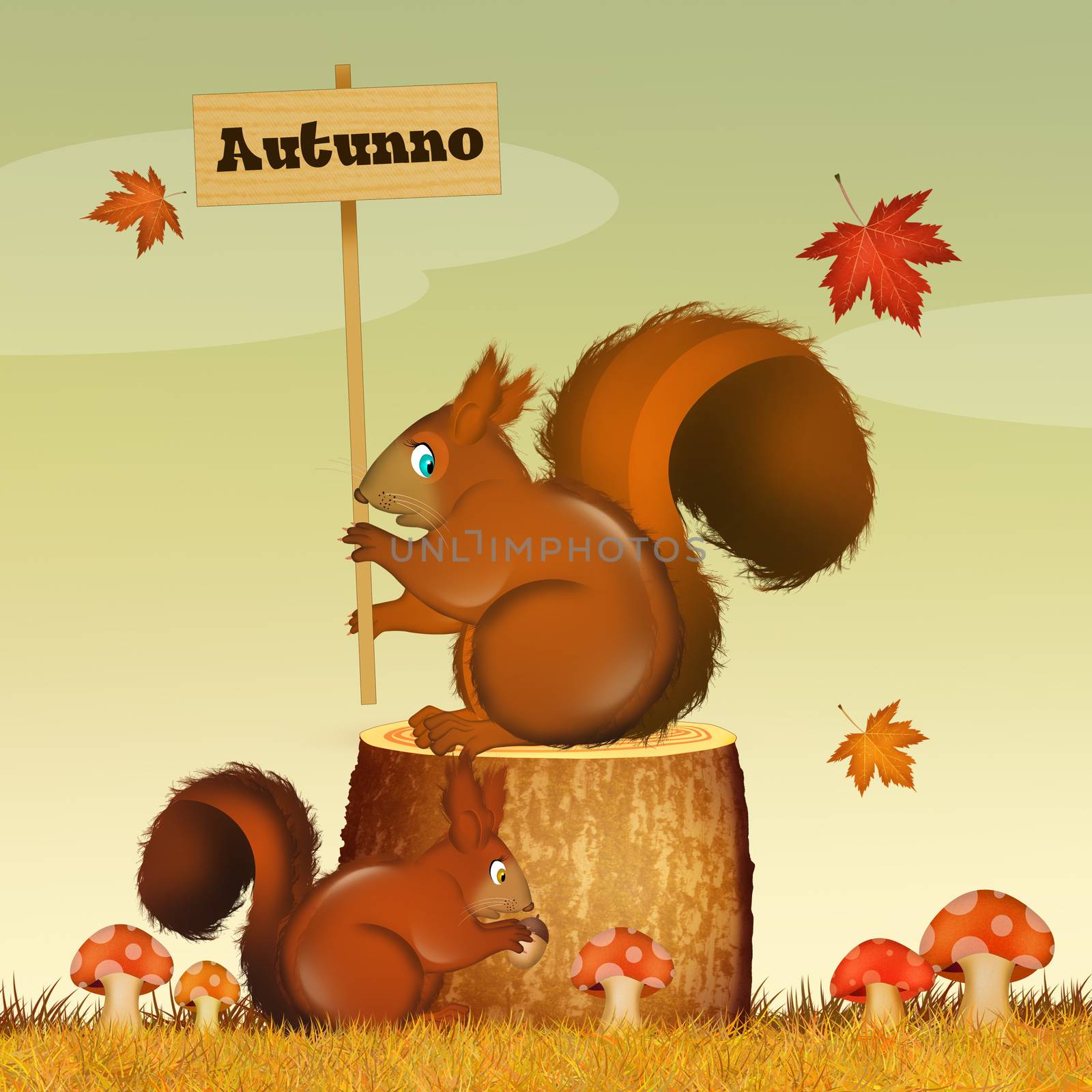 squirrel in autumn by adrenalina