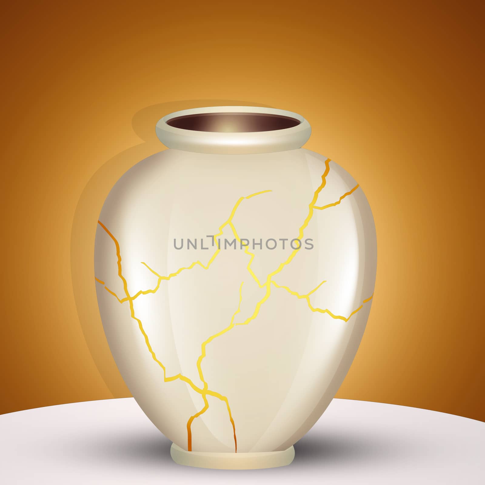 illustration of kintsugi jar
