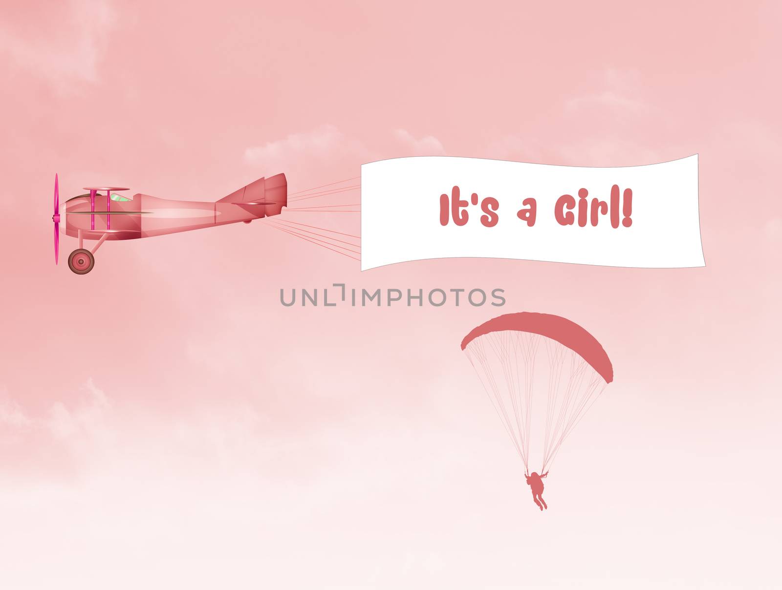 airplane with banner for baby girl by adrenalina