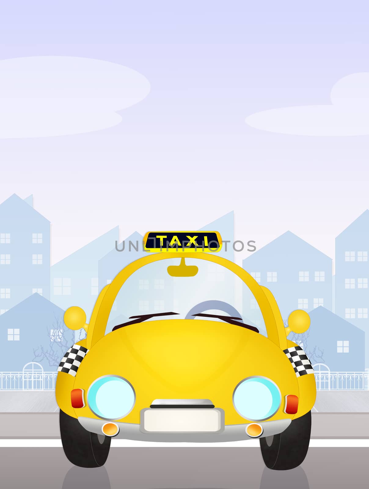 illustration of yellow taxi by adrenalina