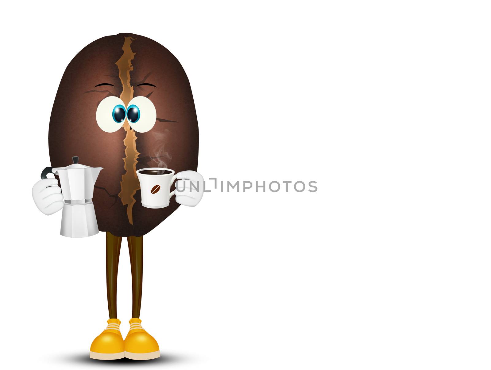 illustration of coffee bean with coffeepot