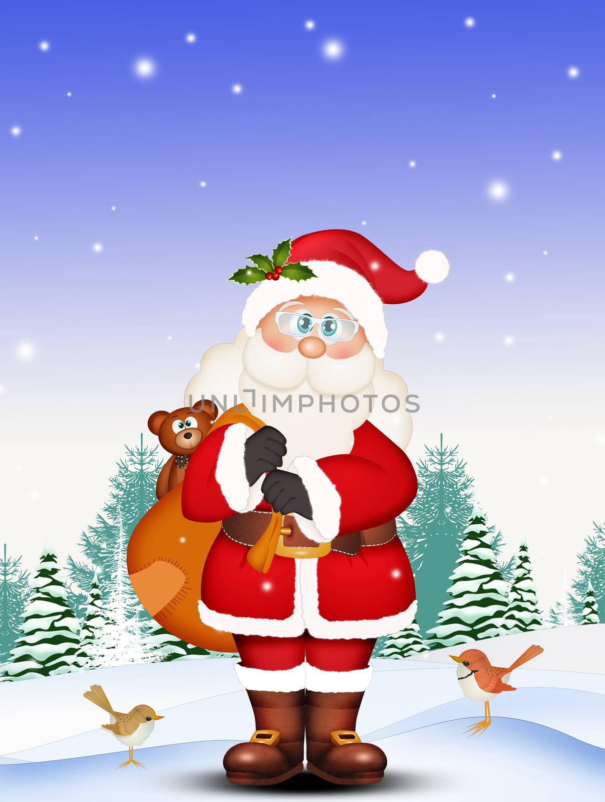 Santa Claus with Christmas gifts by adrenalina