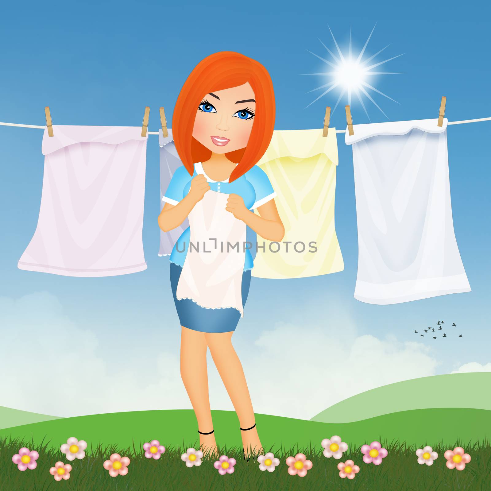 woman hangs out clothes by adrenalina