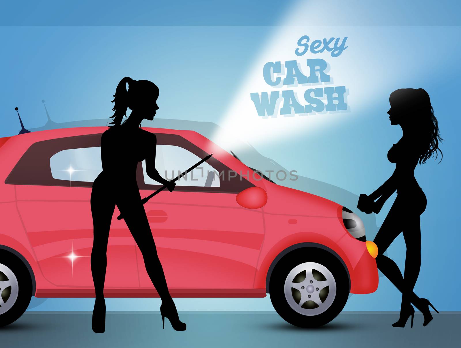 illustration of sexy car wash