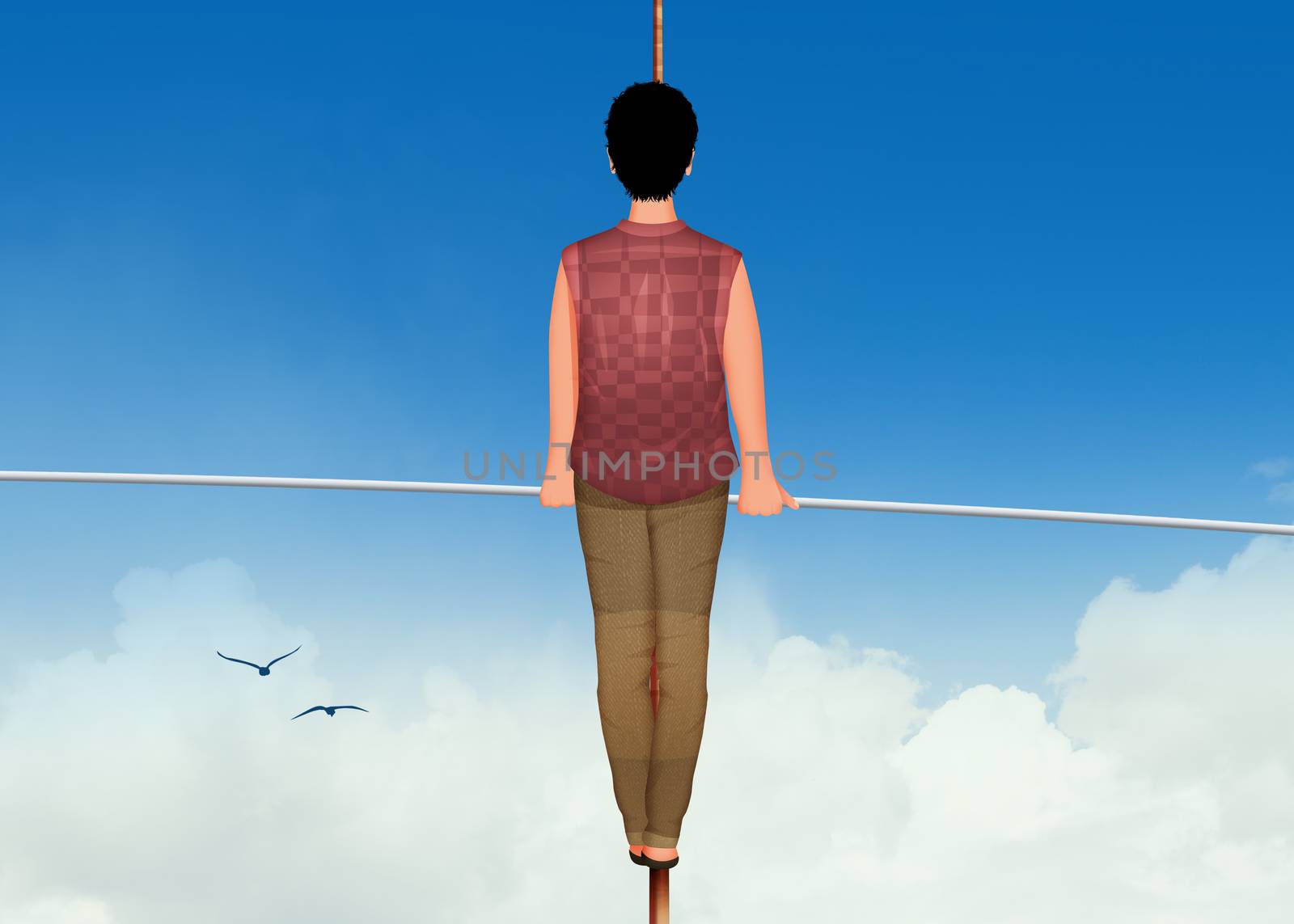 illustration of the tightrope walker on the wire