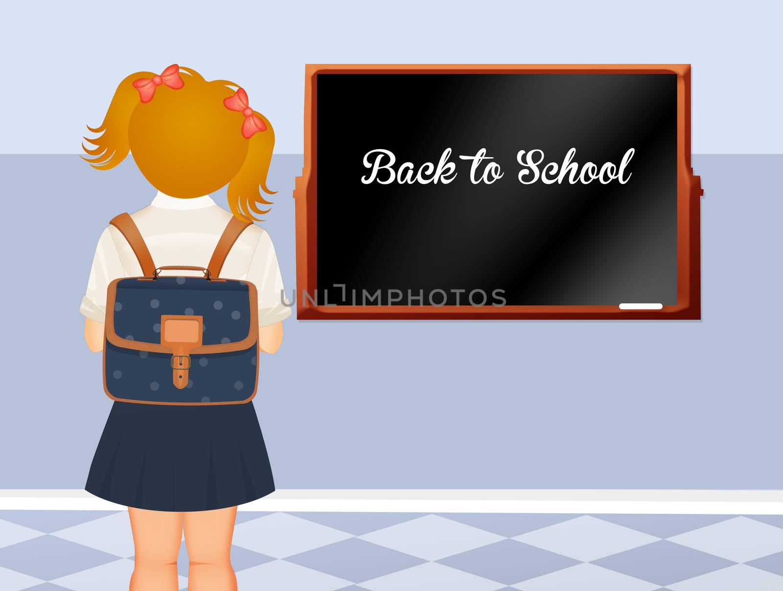 illustration of girl back to school