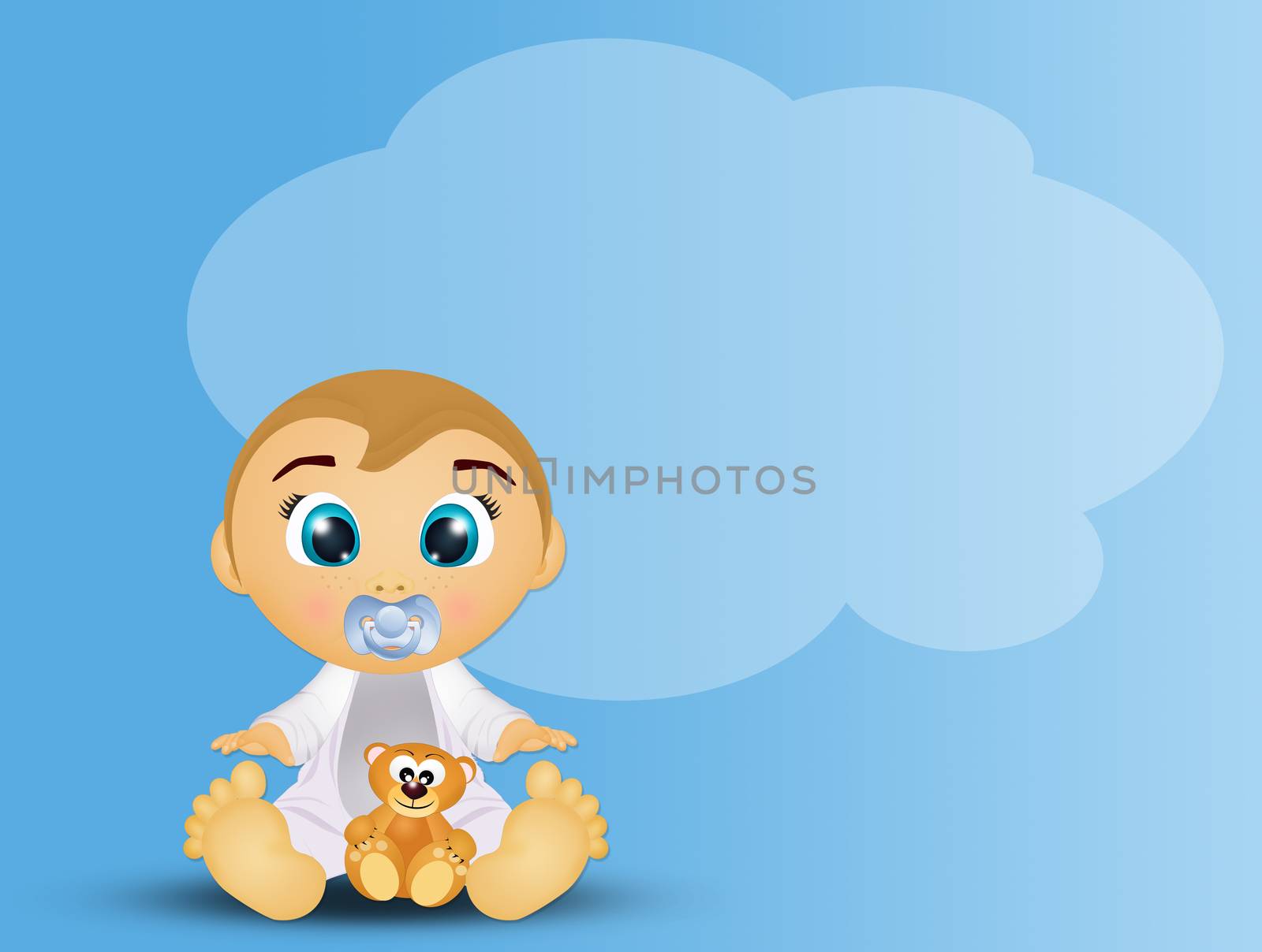 baby male with teddy bear