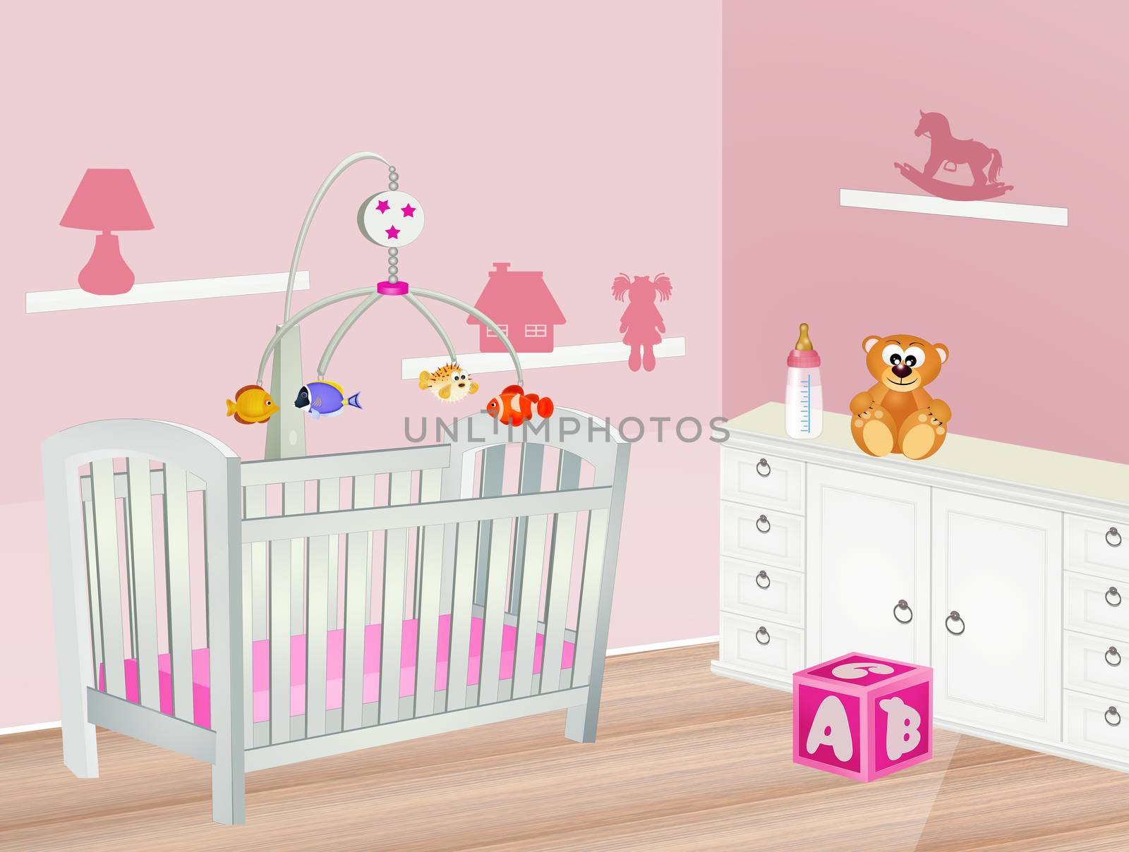 baby pink bedroom