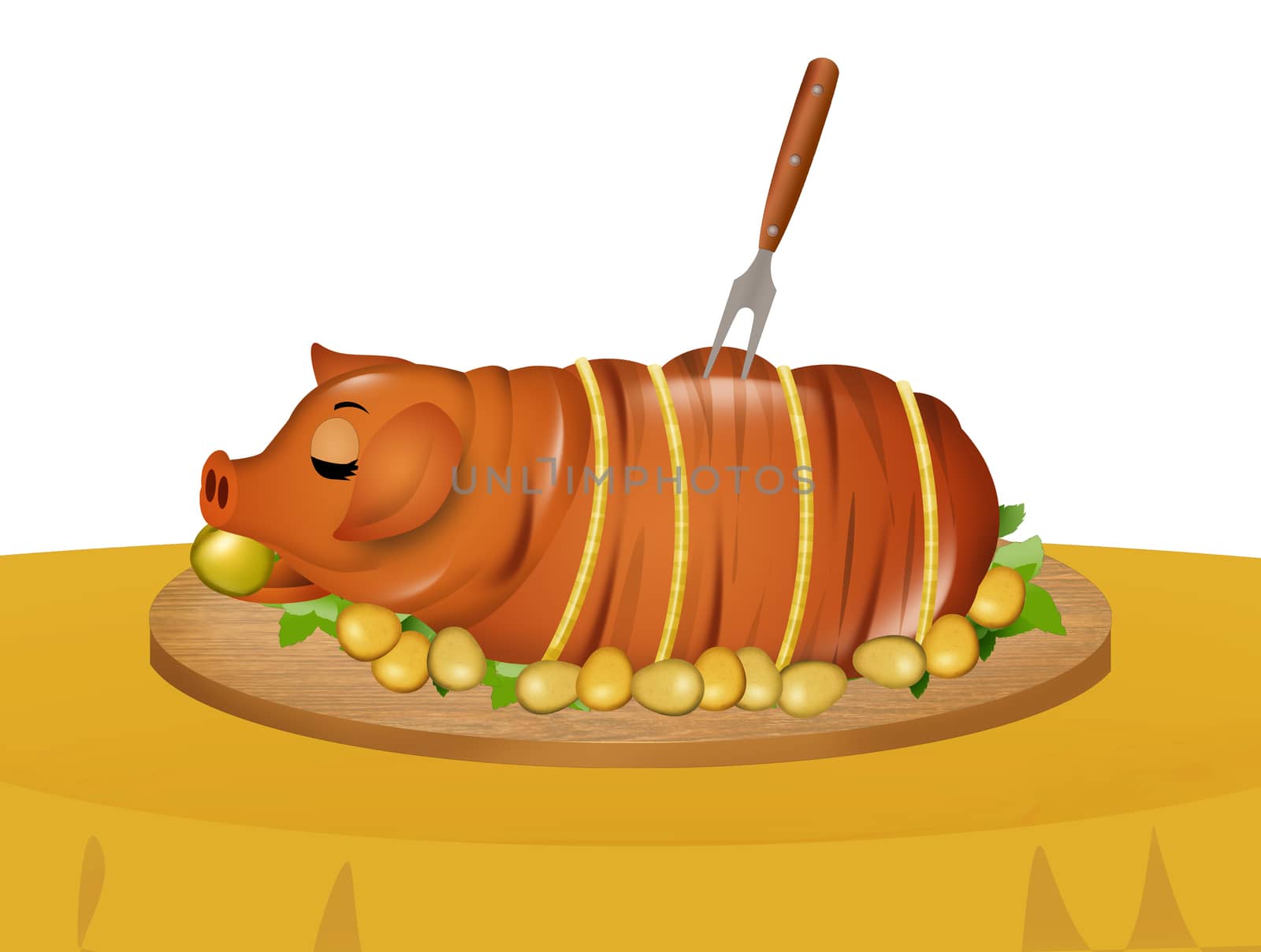 illustration of pork chop on white background