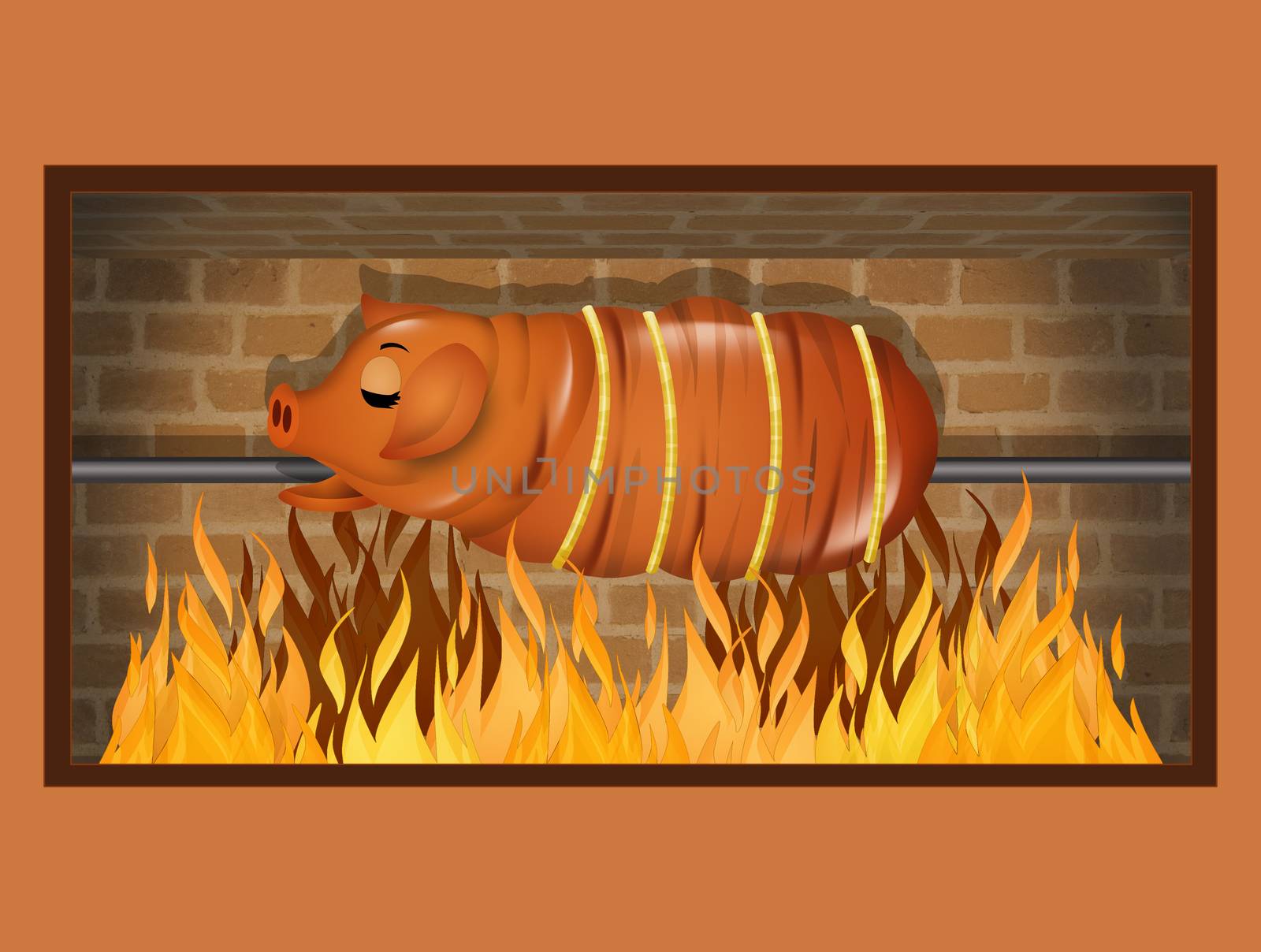 illustration of roast pork by adrenalina