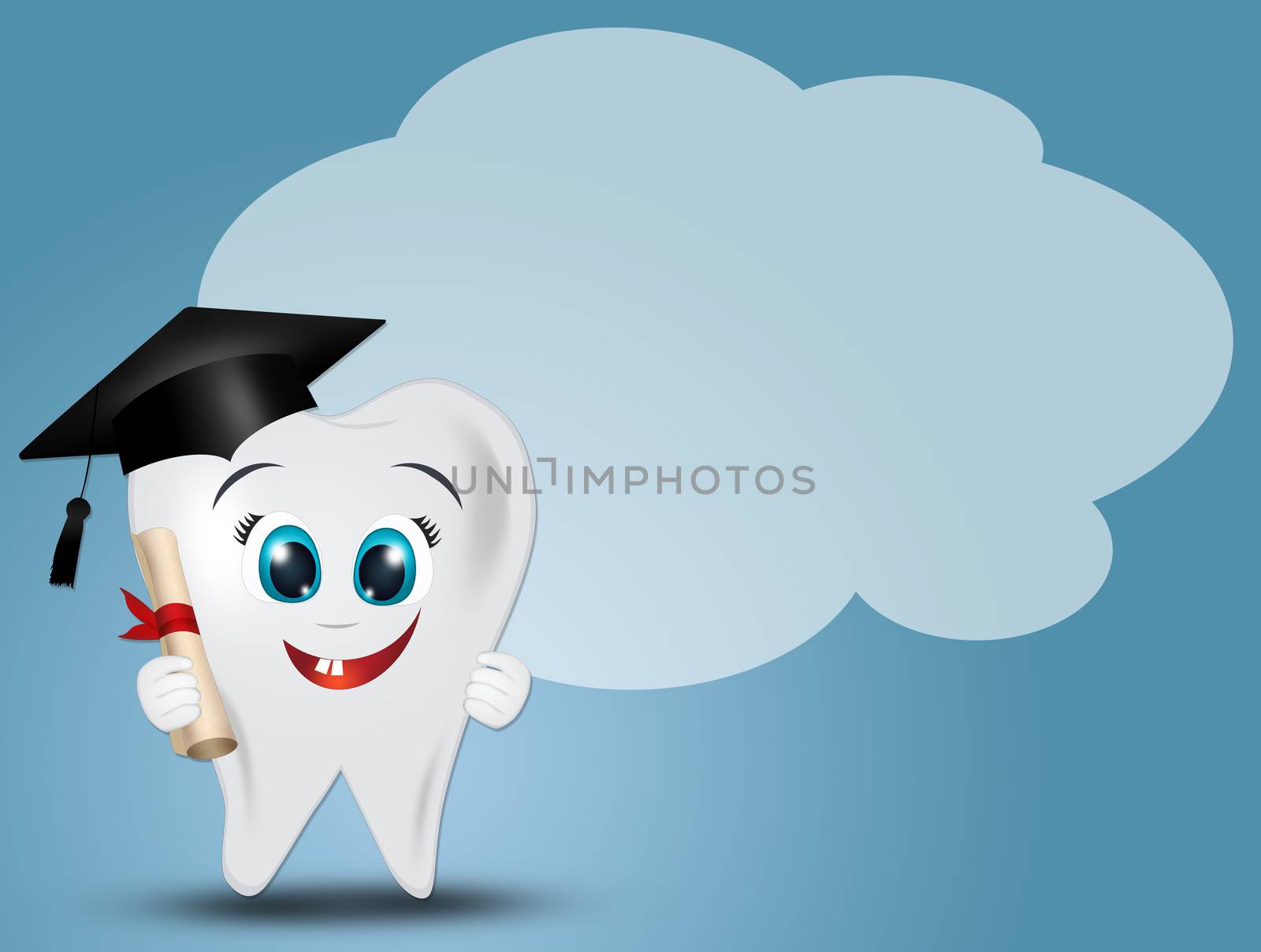 funny illustration of graduated tooth