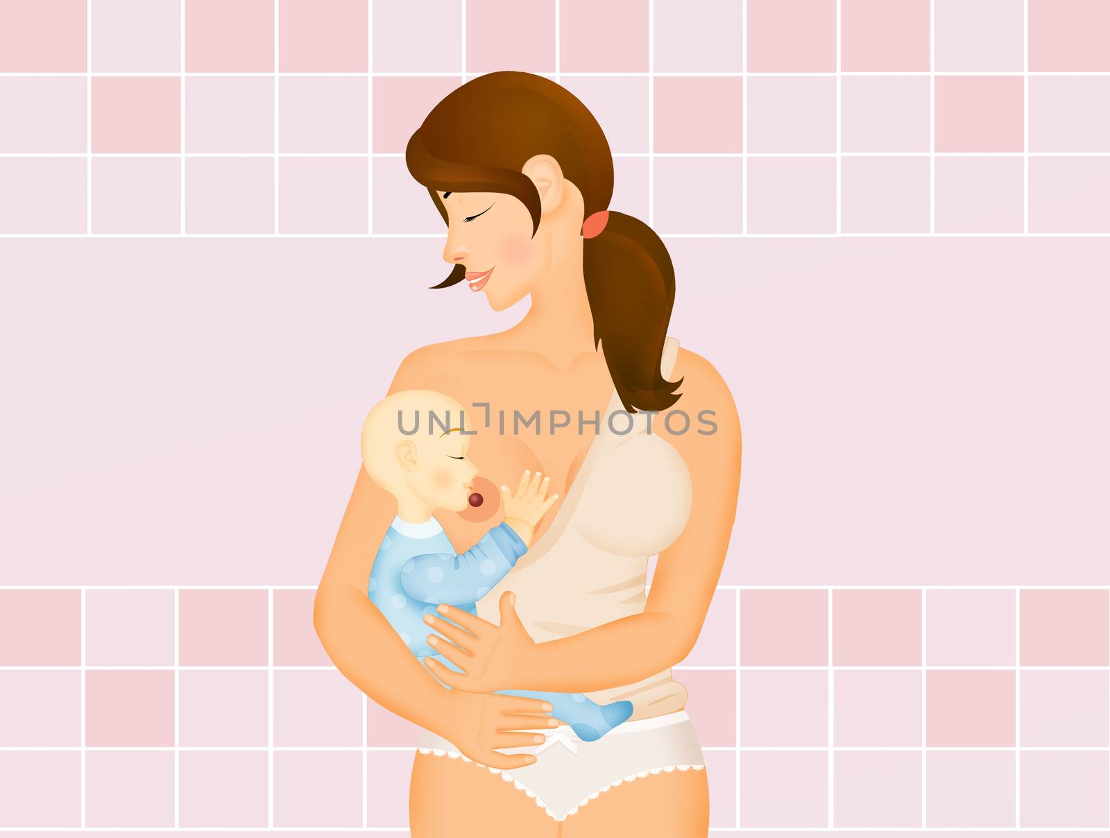 cute illustration of breastfeeding