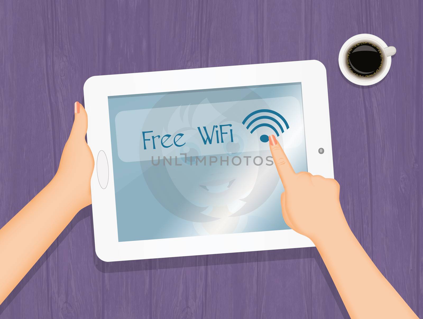 illustration of free wifi on tablet